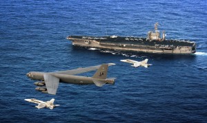 wallpaper-military airplanes Bomber battleship B-52 Stratofortress aircraft carriers F-18 Hornet